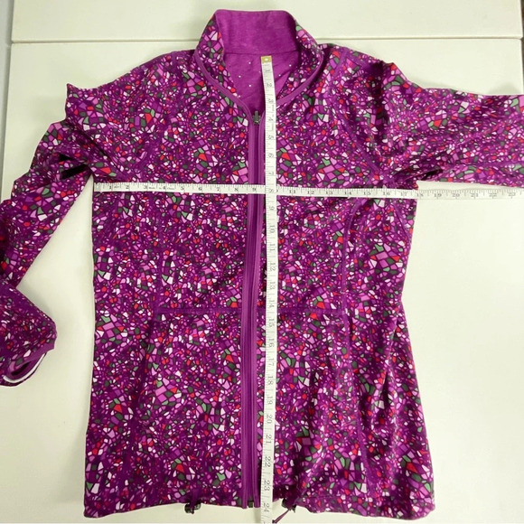 Lululemon Athletica Real Quick Jacket Women’s Reversible Violet Print Plum Sz 4 - Picture 11 of 13